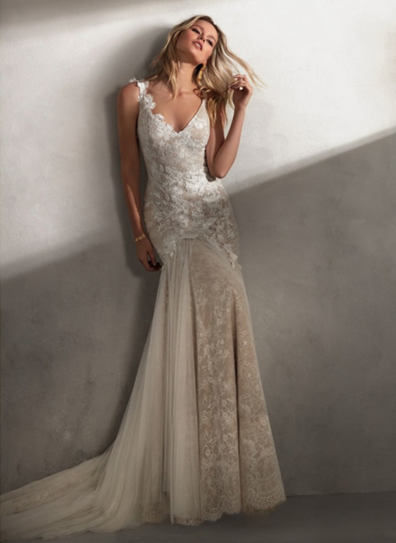 vintage mermaid wedding dresses v neck full lace appliqued bridal gowns bohemian beach tulle boho wedding dress