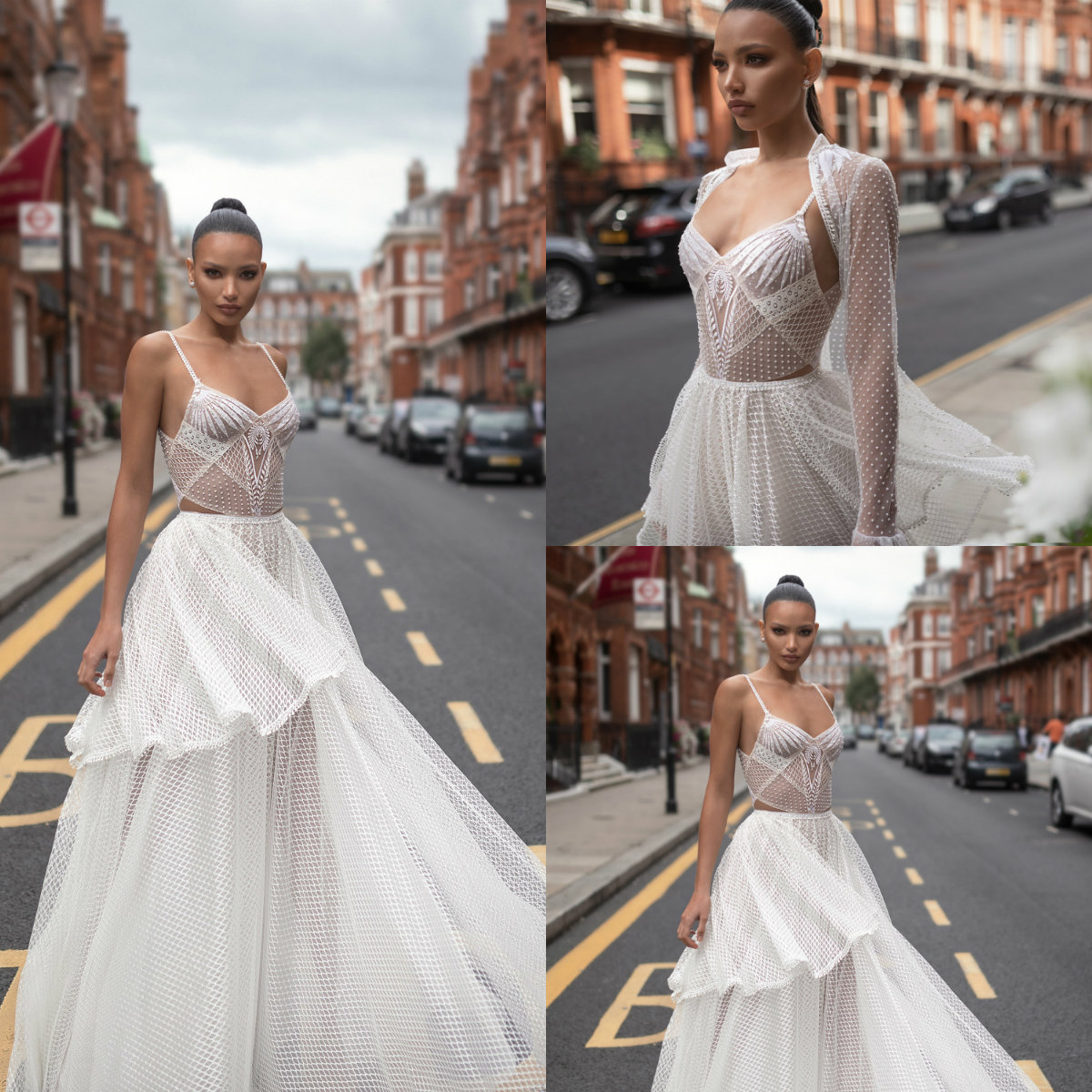 2019 Lior Charchy Bohemian Wedding Dresses With Wrap Spaghetti Tiered Skirts Beach Bridal Gowns A Line Sweep Train Boho Wedding Dress