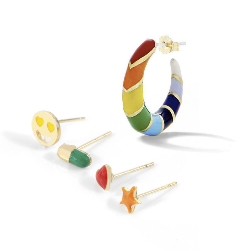 Hoop & Huggie European And American Fashion Earrings Multicolor Alloy Drop Oil Five-piece Female Jewelry Kolczyki Brincos Aretes
Hoop & Huggie European And American Fashion Earrings Multicolor Alloy Drop Oil Five-piece Female Jewelry Kolczyki Brincos Aretes
