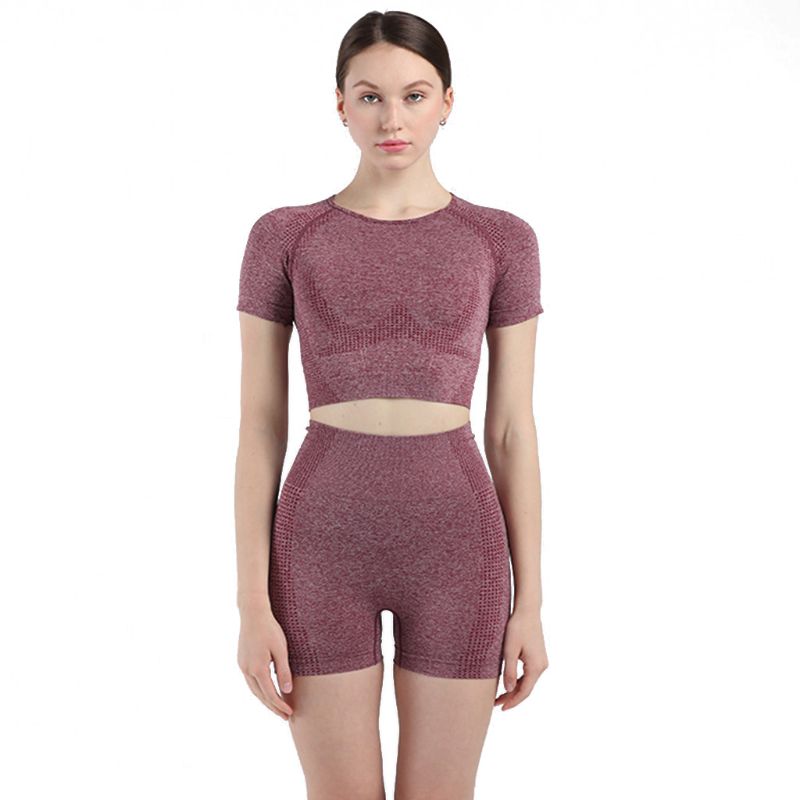 Women Short Sleeve Yoga Set 2 Piece Seamless Suit Gym Fitness Crop Top + Shorts Q84C, Sky blue
Women Short Sleeve Yoga Set 2 Piece Seamless Suit Gym Fitness Crop Top + Shorts Q84C, Sky blue
