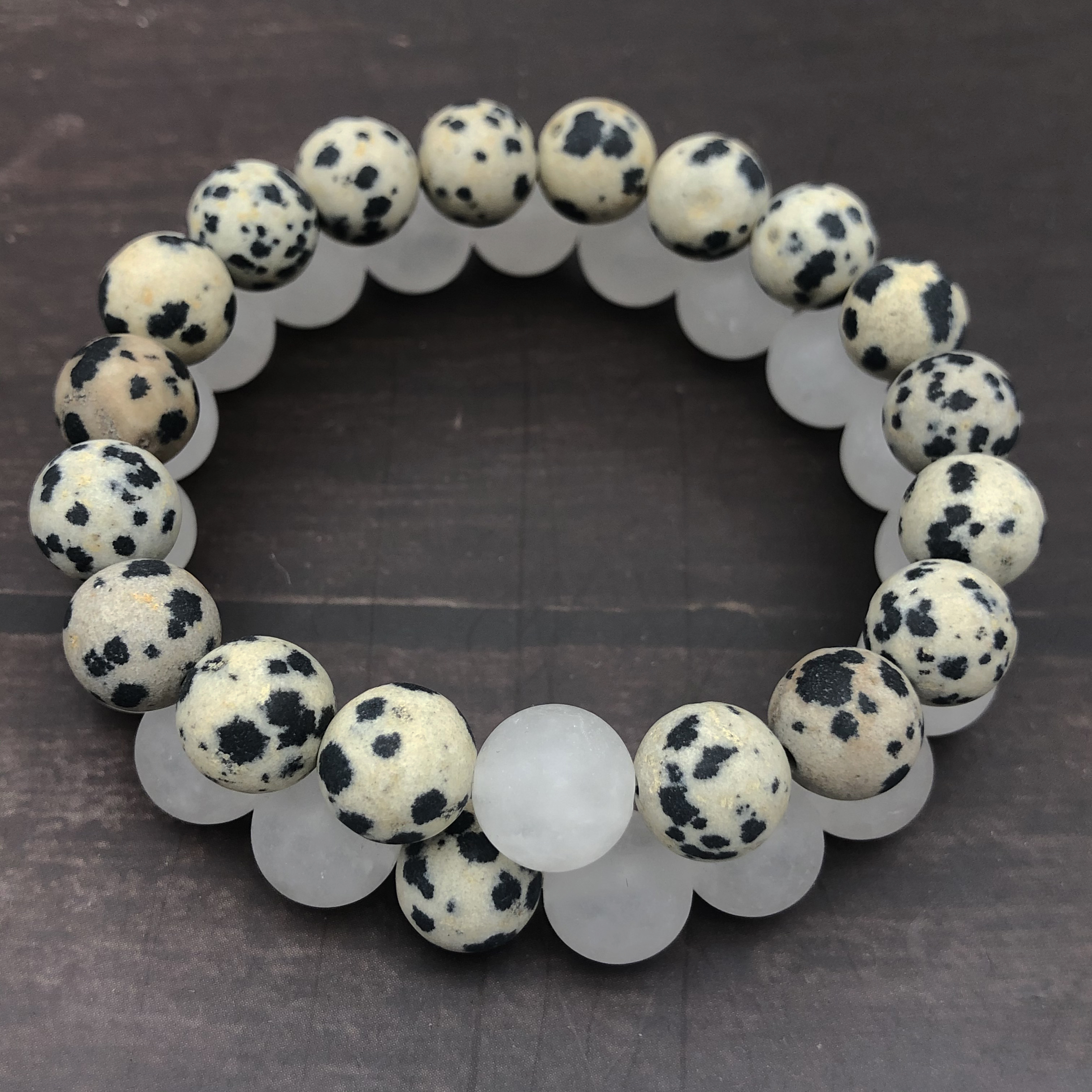 10mm Matte Dalmatian Jasper & Matte Jade Beads Bracelet,Gemstone Bracelet,Turquoise Round Beads,Elastic Bracelet,Wholesale Bracelet, Black
10mm Matte Dalmatian Jasper & Matte Jade Beads Bracelet,Gemstone Bracelet,Turquoise Round Beads,Elastic Bracelet,Wholesale Bracelet, Black