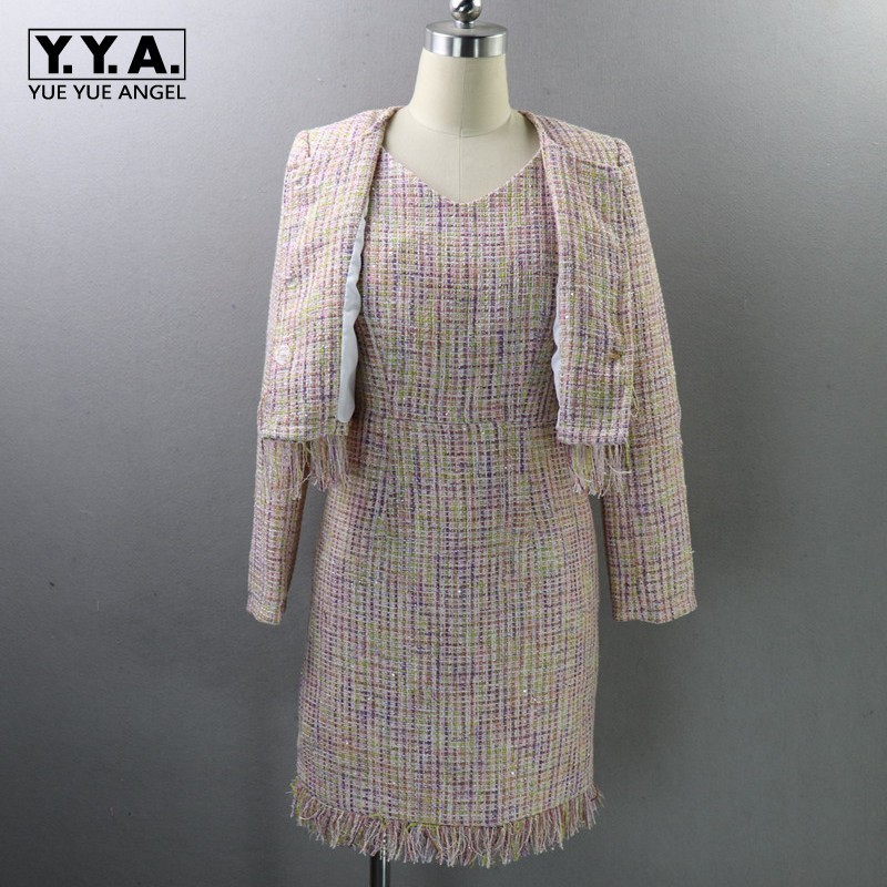 Chic Female Dress And Full Tassel Tweed 2 Set Women Office Two Piece Outfits Fashion Fringed Trim Jacket Coat, As pic
Chic Female Dress And Full Tassel Tweed 2 Set Women Office Two Piece Outfits Fashion Fringed Trim Jacket Coat, As pic