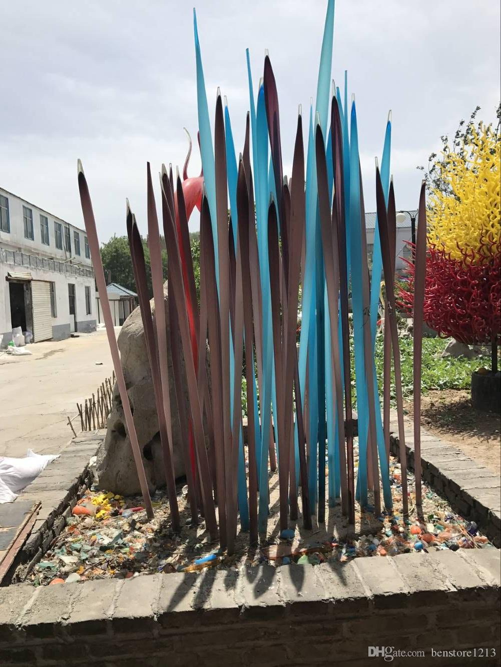 Elegant New Murano Glass Reeds for Garden Art Decoration Custom Made Hand Blown Glass Sculpture 90cm 120cm 150cm