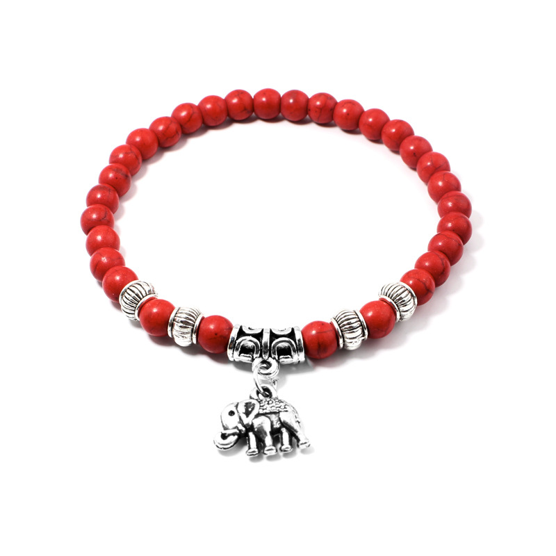 12PCS Fashion Natural Stone Beaded Howlite Turquoise Elephant Buddha Beads Yoga Bracelet Chakra Crystal Beads Charms Bracelets Jewelry