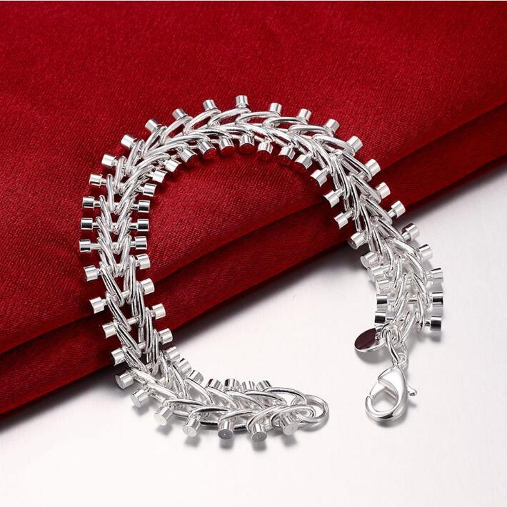 so heavy Fishbone shape 925 sterling silver jewelry sets LS-21.fashion 925 silver plated neckace bracelet set.support Wholesale, retail