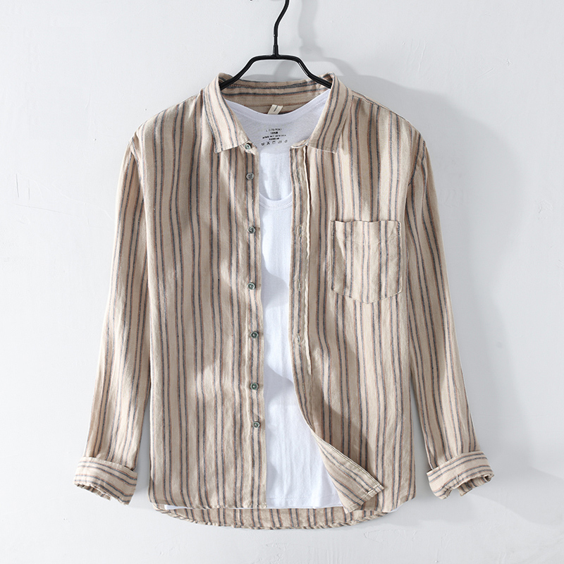2020 Men's Long Sleeve Stripe Shirts 100% Pure Linen Summer Casual Shirts Man White Turn Down Collar Shirt Male Y2430, Blue
2020 Men's Long Sleeve Stripe Shirts 100% Pure Linen Summer Casual Shirts Man White Turn Down Collar Shirt Male Y2430, Blue