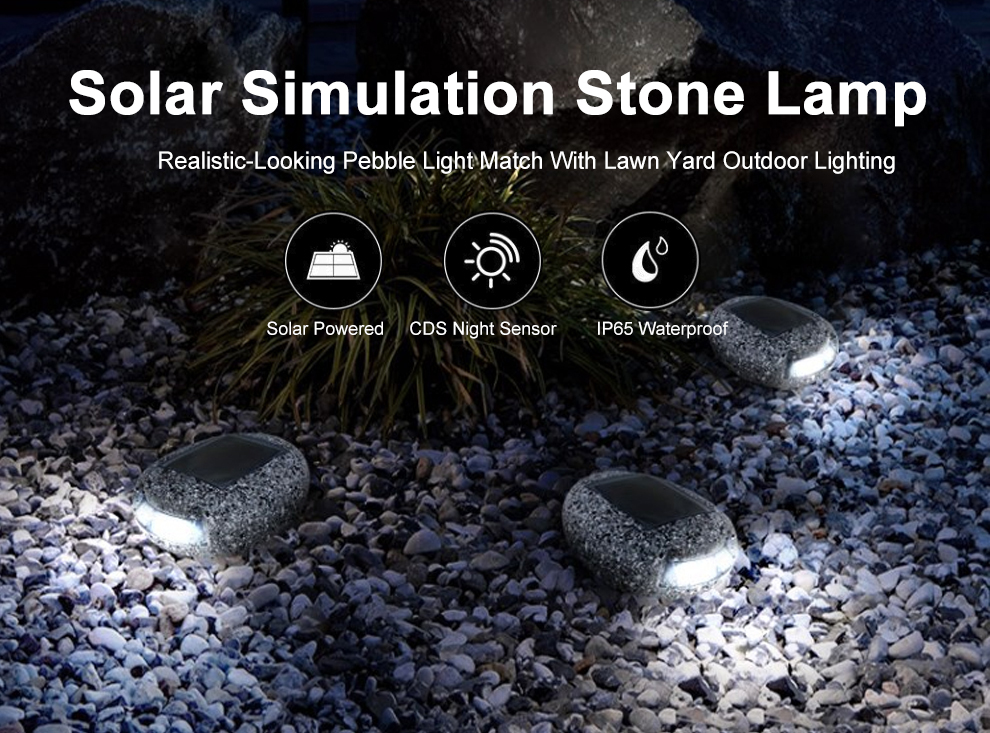 LED Solar Lamp Modern Simulation Stone Buried Light for Garden Waterproof Outdoor Security Solar Underground Light Lawn Lighting