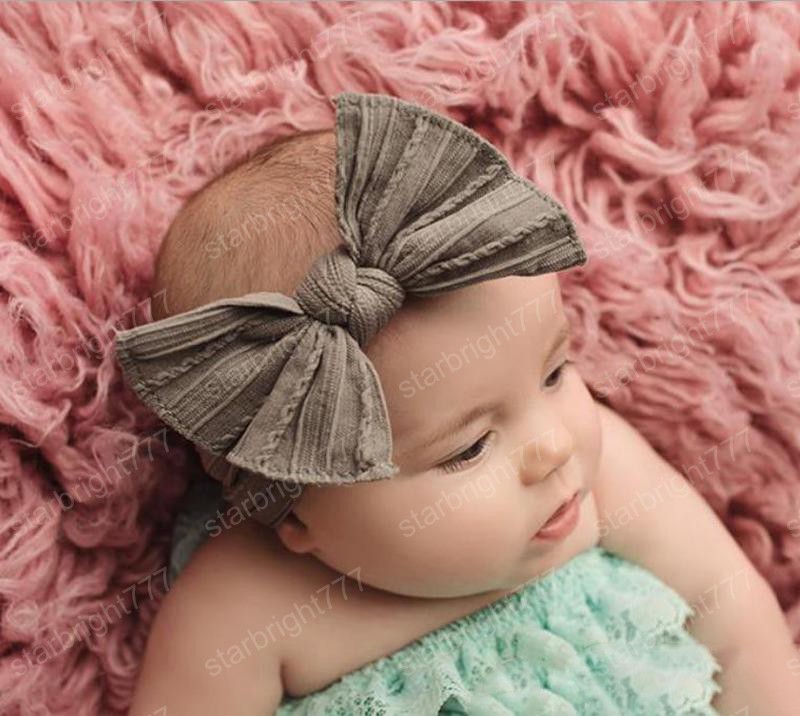 Baby Big Bow Headbands Soft Nylon Turban Hairband Oversize Bunny Ear Headwrap Baby Girl Head Wrap Accessories 8 Colors