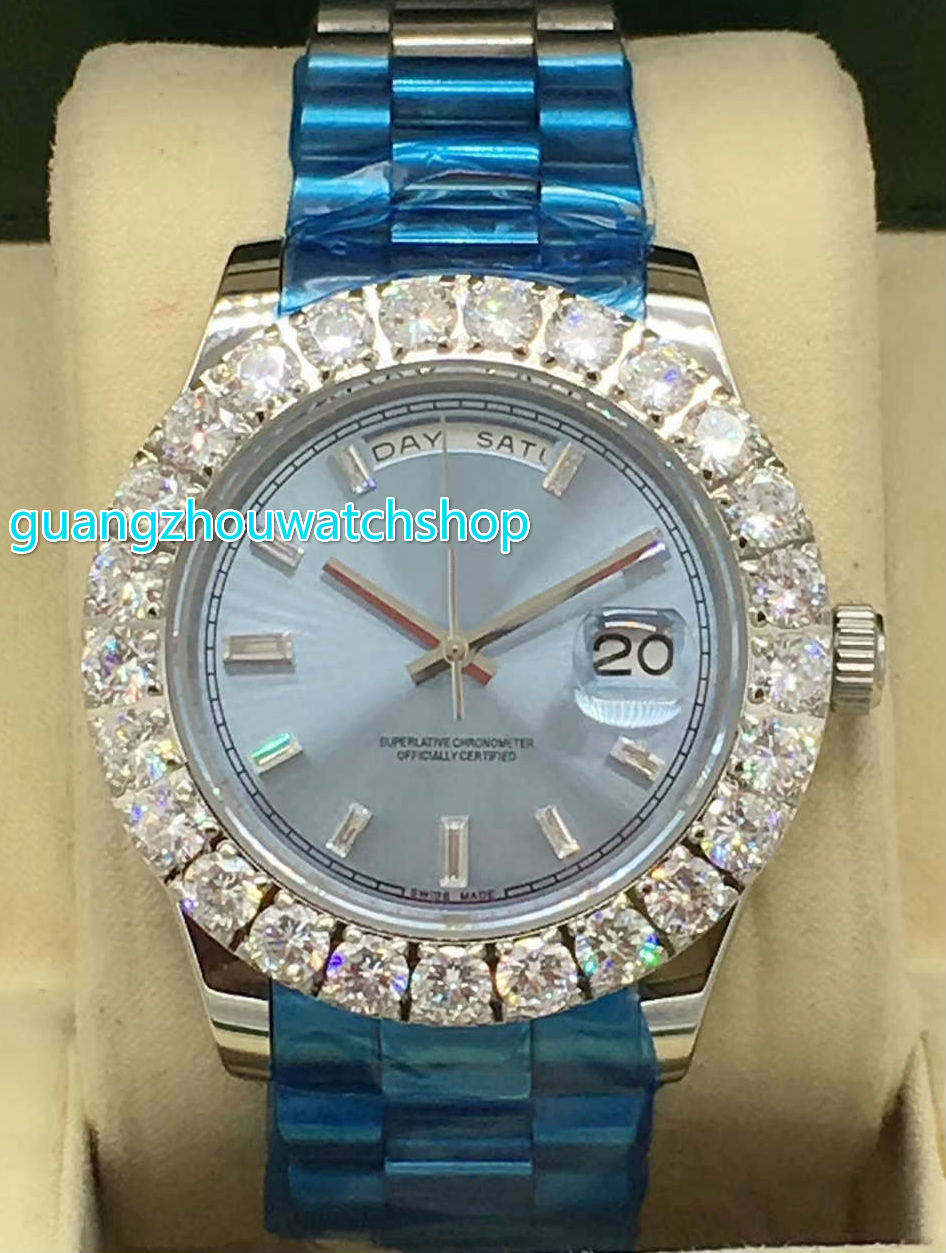 43MM prong set diamond watches Stabilized automatic movement big Diamond silver case Stainless steel strap mens watches waterproof, Black dial 
43MM prong set diamond watches Stabilized automatic movement big Diamond silver case Stainless steel strap mens watches waterproof, Black dial