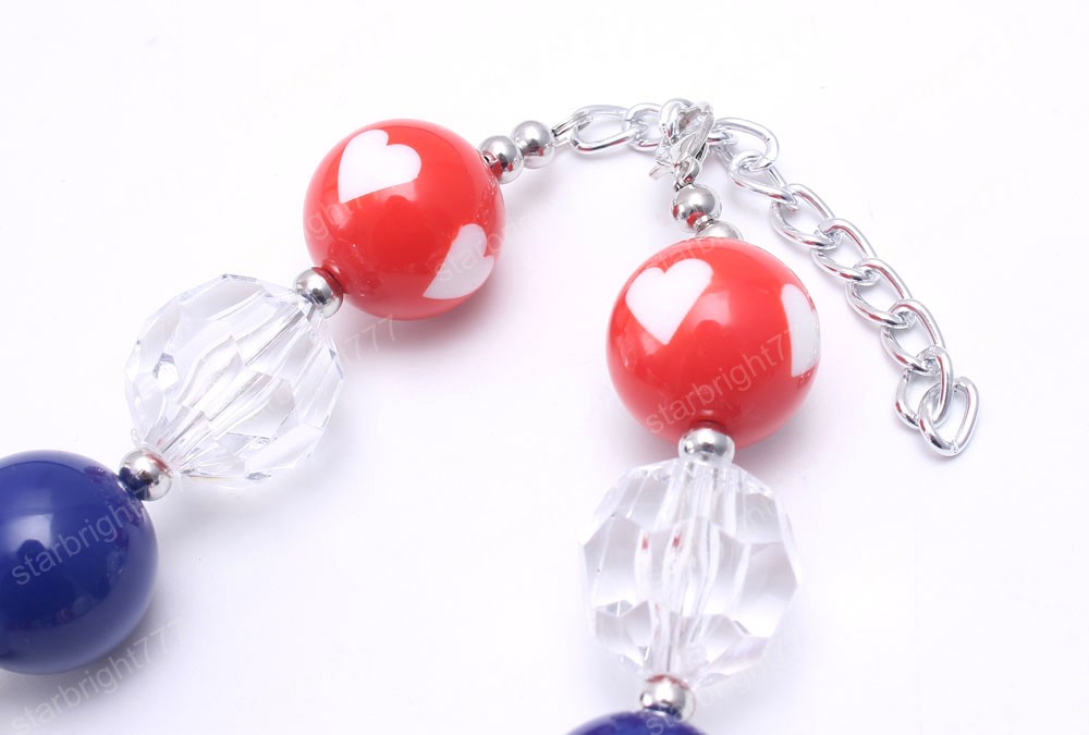 New Forth July Girls Beads Necklace Fashion Star Pendants Child Chunky Bubblegum Necklace For Baby Kids