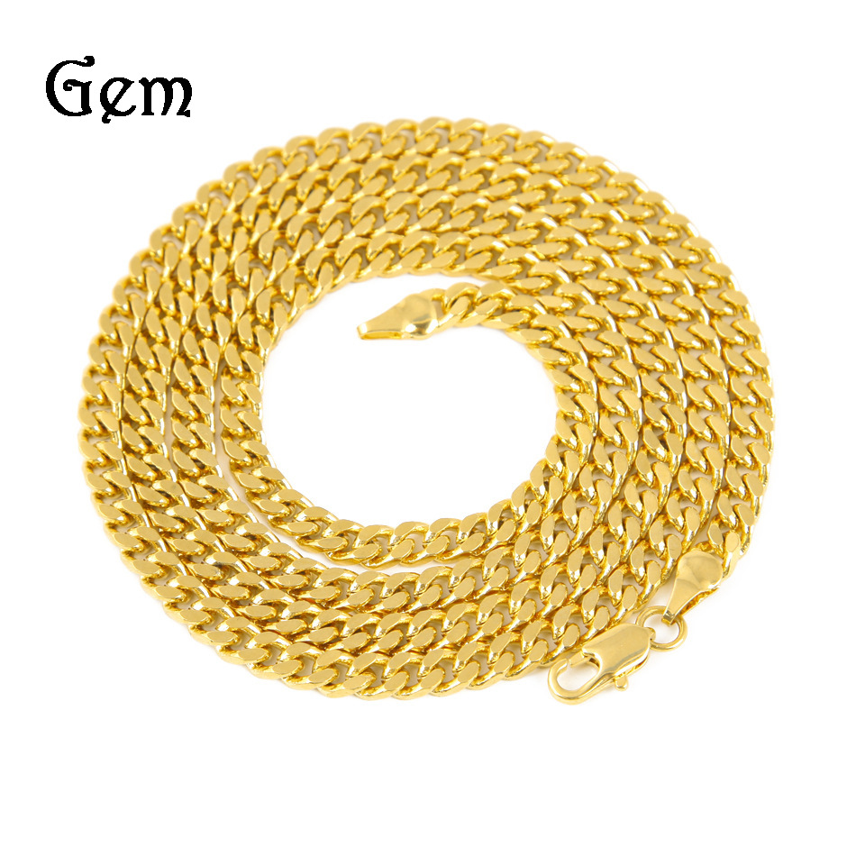 New Sier Miami Cuban Link Mens Hip Hop Gold Chain Necklaces Jewelry