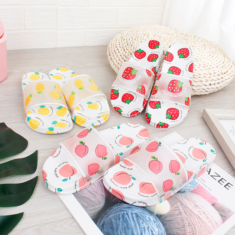 Cartoon Women Slippers Fruit Strawberry Pineapple Peach Girl Flip Flops Home Summer Beach Slides Slide1