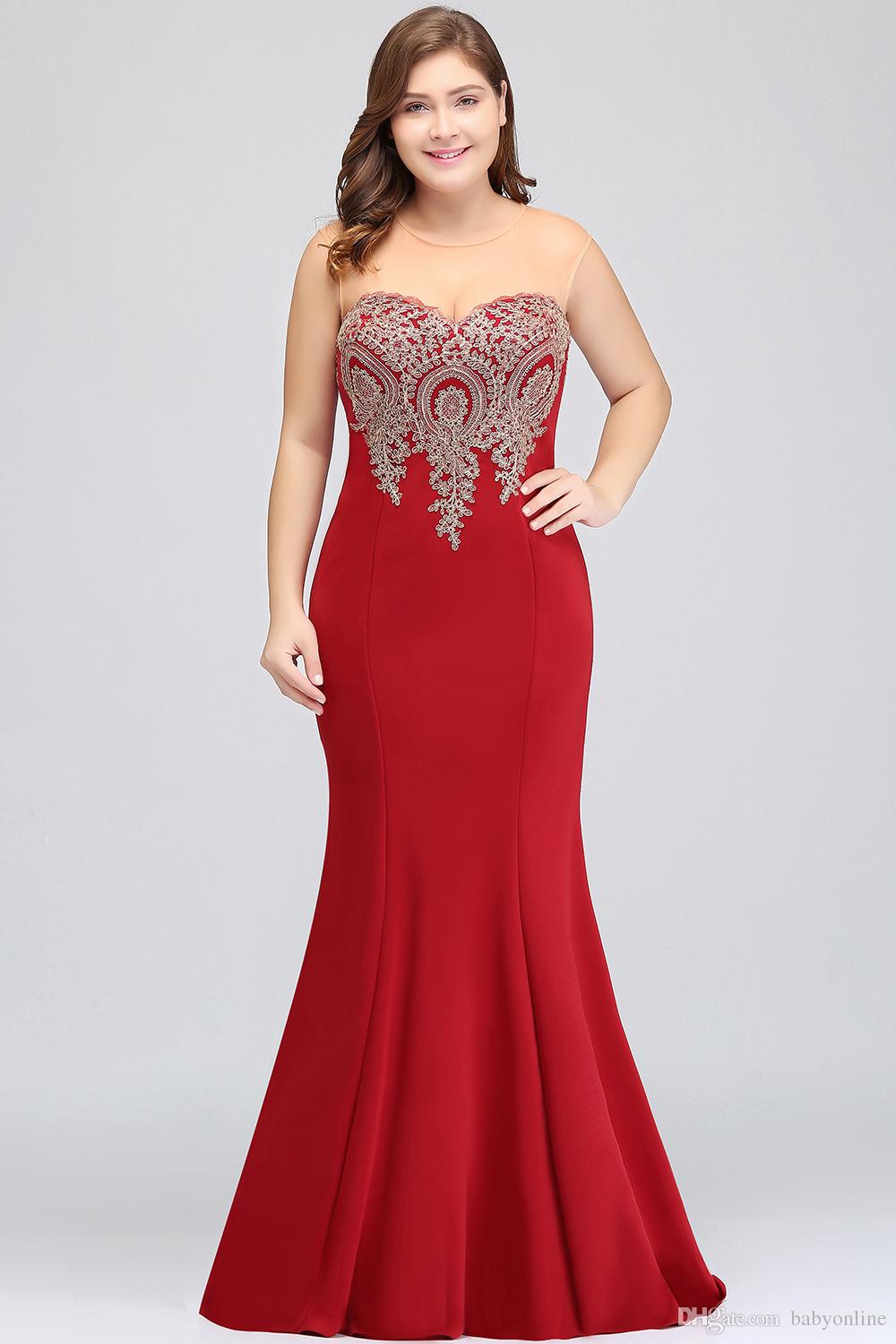 Plus Size Mermaid Evening Dress Gold Appliques Long Formal Women Party Prom Gowns Robe De Soiree Longue CPS262