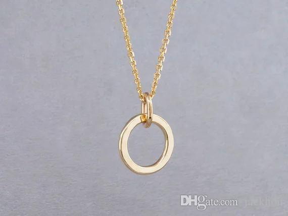 10PCS Simple Thick Hoop Circle Necklace Outline Eternity Karma Open Circle Necklace Hammered Geometric Circle Round Necklaces
