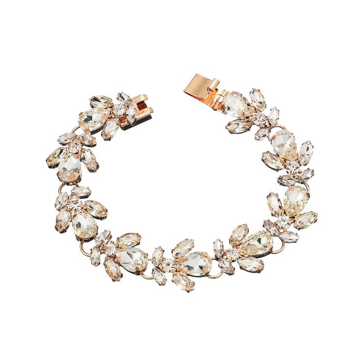 Gold Bridal Bracelets Sparkling Dazzling Rhinestones Beaded Wedding for Bridal The Great Gatsby Bracelets Girls Party Accessories