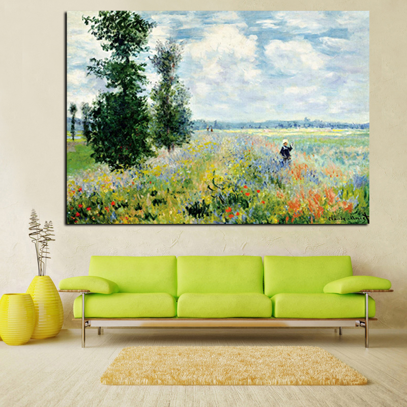 

Claude Monet Poppies at Argenteui Landscape Oil Painting on Canvas Art Wall Picture Impressionist for Living Room Home Decor 190929