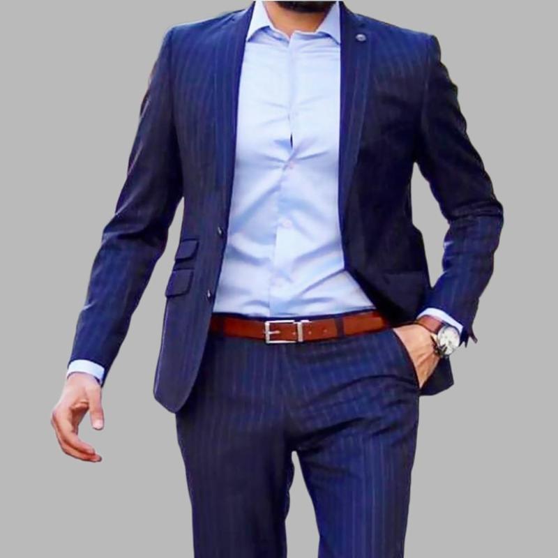 2PCS Navy Mens Suit White Striped Casual Coat+Pants Tuxedo Groom Suits For Men Wedding 2020 Party Notch Lapel Male Slim Blazers, 705
2PCS Navy Mens Suit White Striped Casual Coat+Pants Tuxedo Groom Suits For Men Wedding 2020 Party Notch Lapel Male Slim Blazers, 705