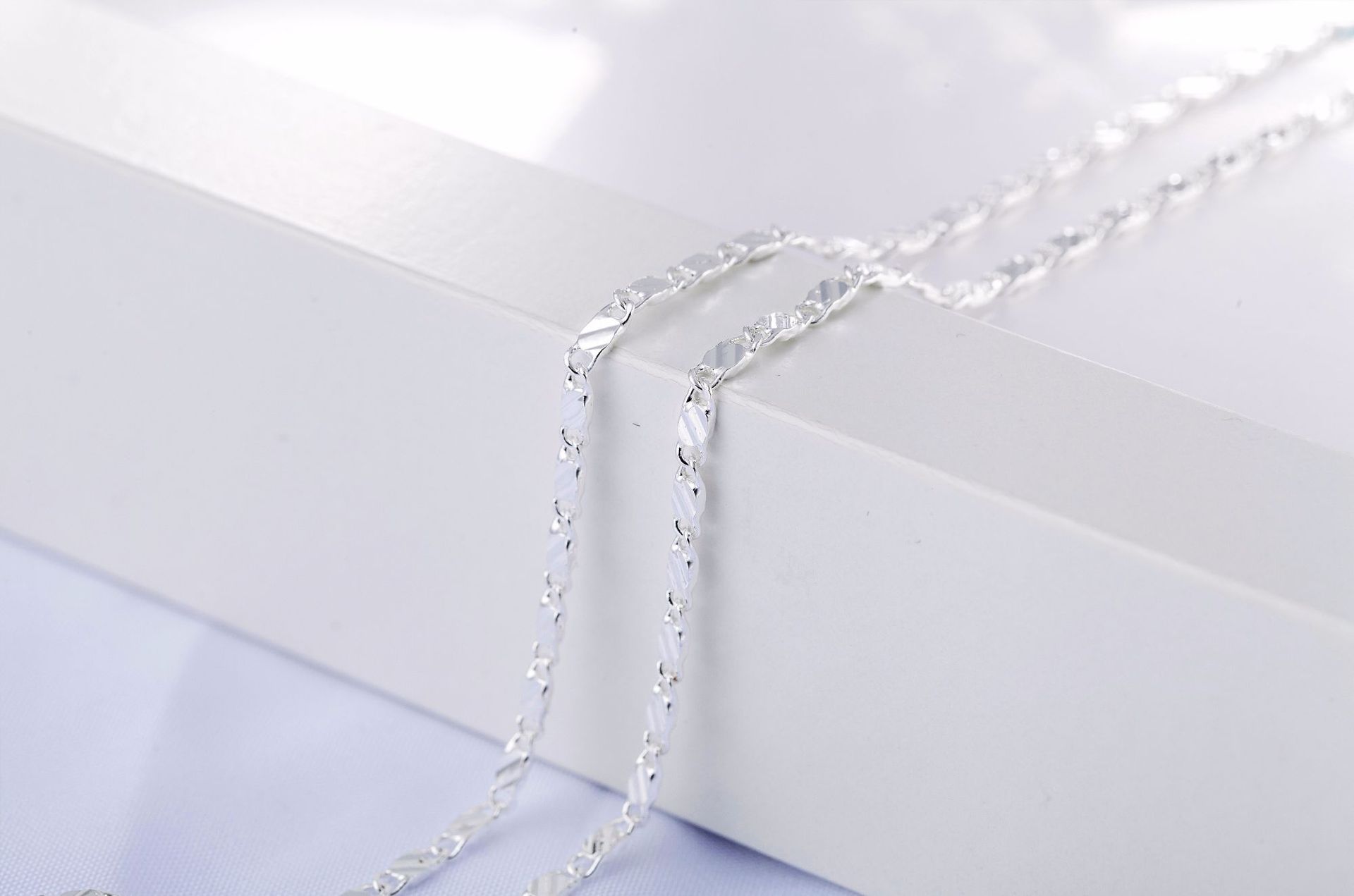 2mm Flat Chain Necklace for Men Hip Hop 18K Gold 925 Sterling Silver Chains Women Fashion DIY Jewelry Making with Stamp 16 18-24Inch