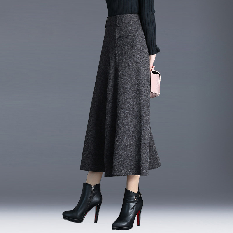 Winter pants women high waisted ankle-length wool wide leg pants culottes ladies trousers pantskirt pantalon palazzo mujer