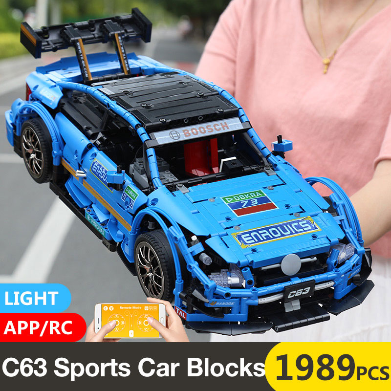 MOC-6687 Blue Sport Racing Car Set With Battery Motor Building Blocks 13073 Technic Series App Control Children Education Christmas Gifts Birthday Toy