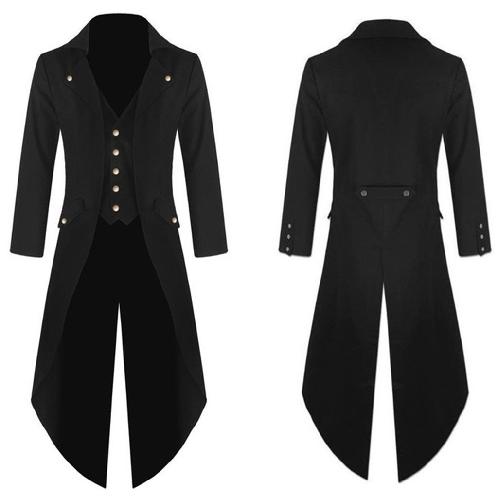 Men' Vintage Retro Dress Coat Steam Punk Gothic Fashion Long Windbreaker Black Steampunk Patchwork Female Gown belt Coat
Men' Vintage Retro Dress Coat Steam Punk Gothic Fashion Long Windbreaker Black Steampunk Patchwork Female Gown belt Coat