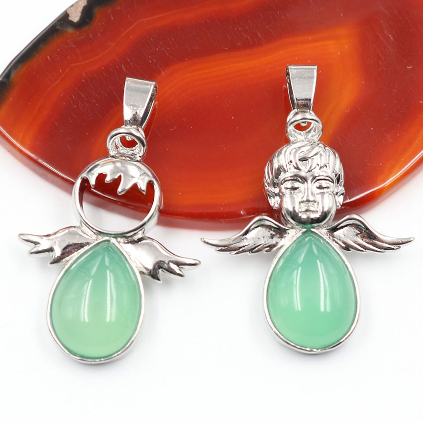 Little Angel Pendant Lady Girl Fashion Sweet Temperament Necklace Stainless Steel Natural Stone
