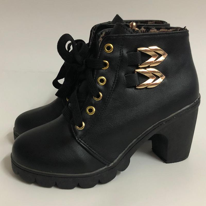 Women Lace Up Boots Ankle Leather Side Zipper Boots High Heels Round Toe Booties Ladies Winter Block Heels Booties D30, Black
Women Lace Up Boots Ankle Leather Side Zipper Boots High Heels Round Toe Booties Ladies Winter Block Heels Booties D30, Black
