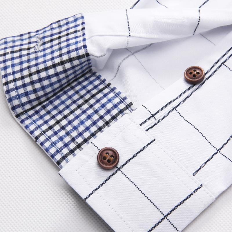 Plaid Shirt Men Long Sleeve Slim Fit White M5XL 100% Cotton Dress Shirts Male Clothes Social Vintage Summer Casual Shirts Men