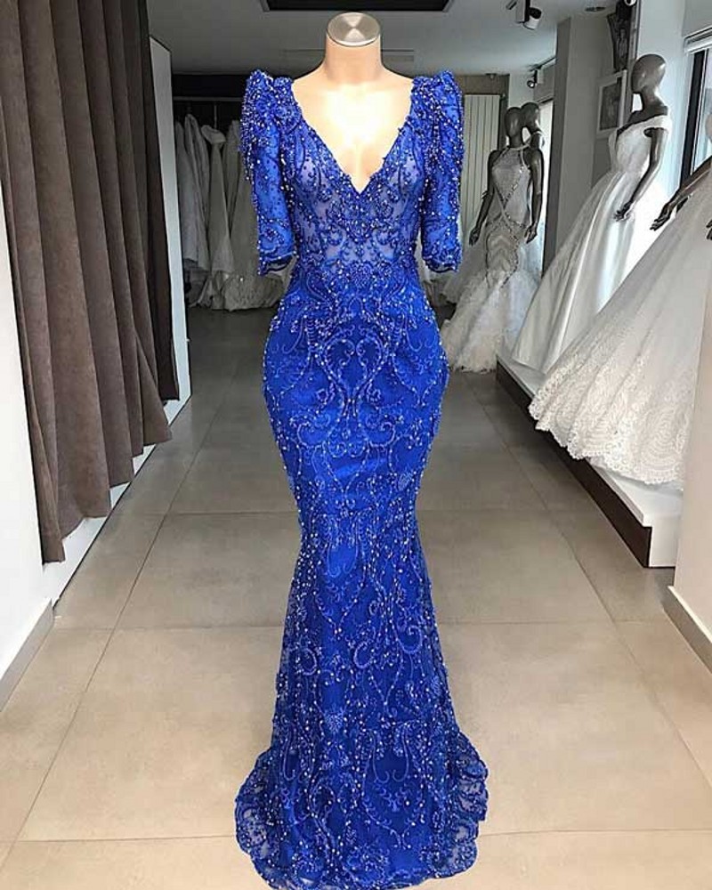 Royal Blue Mermaid Prom Dresses 2020 Beading Sheer Neck Long Sleeves Evening Gowns Sweep Train Custom made Formal Party Dress
Royal Blue Mermaid Prom Dresses 2020 Beading Sheer Neck Long Sleeves Evening Gowns Sweep Train Custom made Formal Party Dress