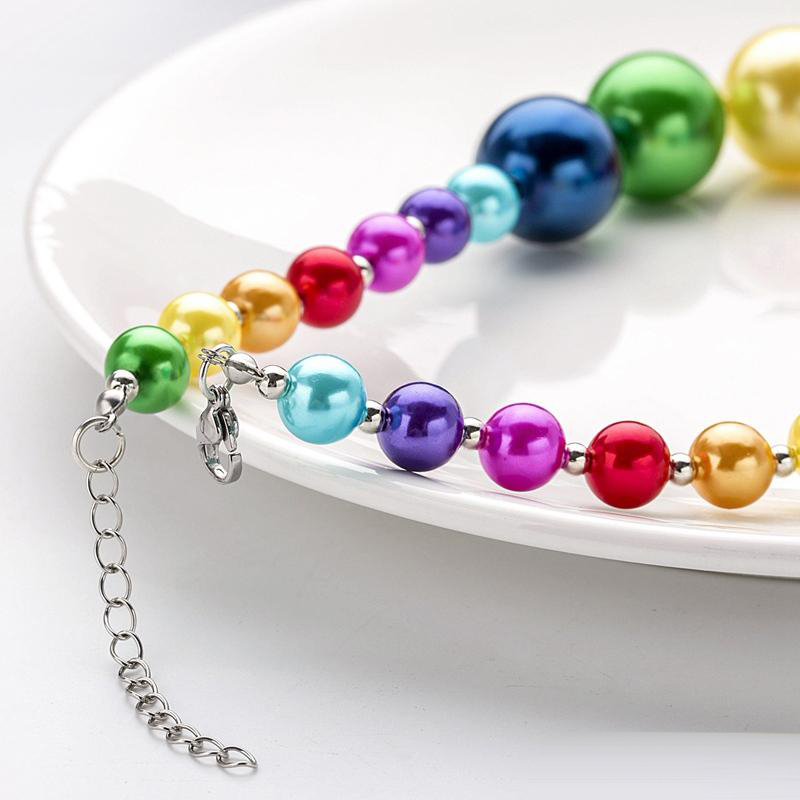 Girl Rainbow necklace bracelet Set Candy Colorful bubble beads Kids Children Beauty Charms Necklace holiday Gift