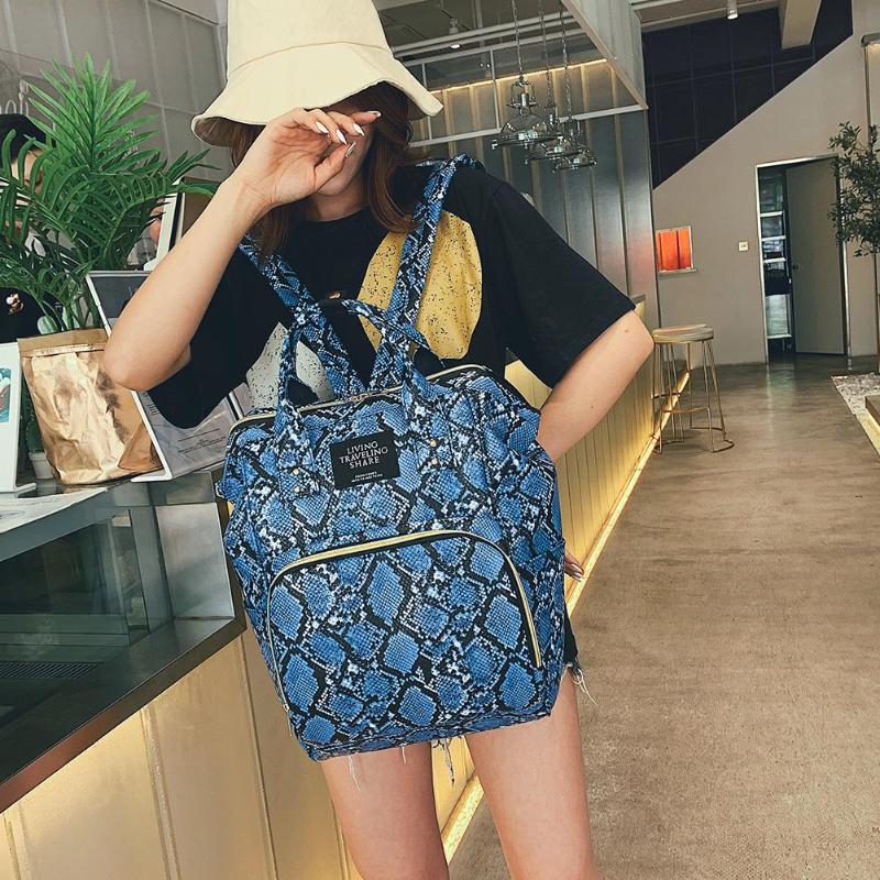 Multi-pocket Baby Nappy Diaper Bag Snake Print Mommy Travel Backpacks Large PU Leather Maternity Nappy Mummy Bags