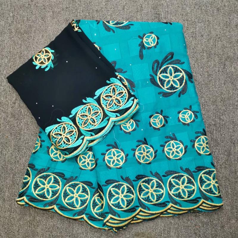 top square style tissu africain brode coton swiss 100% cotton fabric 5+2yds chiffon fabric scarf,guinea brocade for dress