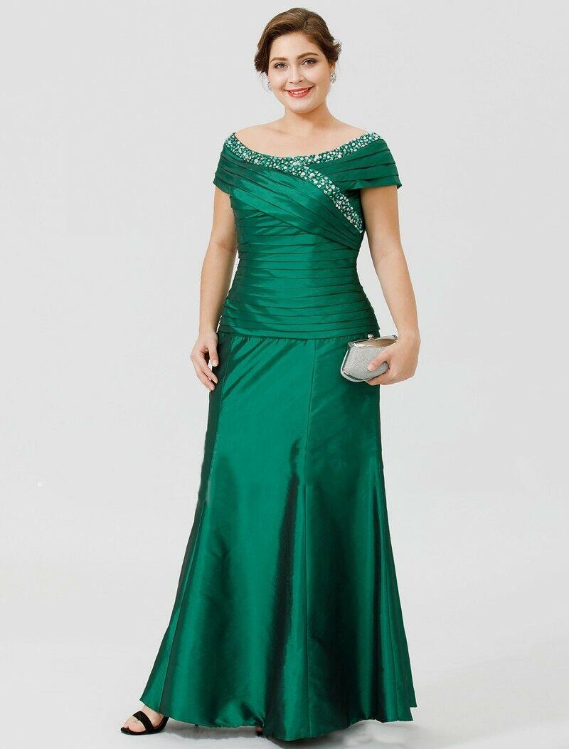 2020 Mermaid Mother Of The Bride Dresses Green Crystal Floor Length Formal Dresses For Wedding And Party Custom Made Wedding Guest Gowns