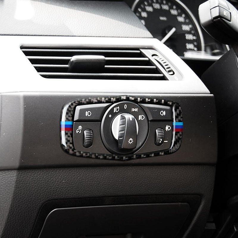 Carbon Fiber accessories Interior Headlight switch Frame trim For BMW e60 5 series 2008 2009 2010 Car Styling