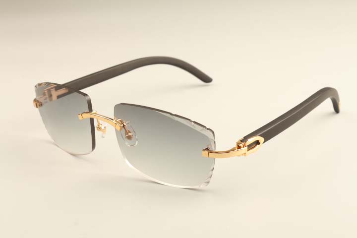 factory direct luxury fashion ultra light sunglasses 3524015-D natural black wooden temple sunglasses engraving mirror