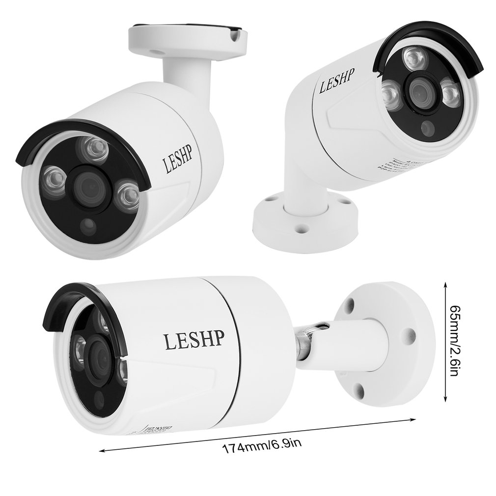 LESHP HD 4.0MP POE IP Bullet Camera Outdoor Waterproof Security Camera Day/Night Vision Motion Detection Intelligent Alarm