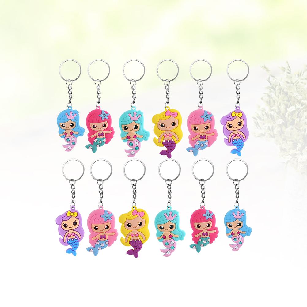 Mermaid Key Chains Pvc Keychain Pvc Cartoon Cute Keyring For Women Girls Kids Charm Key Ring Accessories