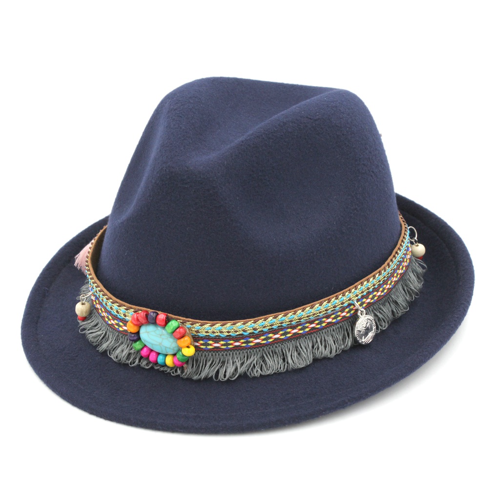 Ethnic Tassel Autumn Winter Fedora Trilby Cap Gangster Cap Unisex Wool Blend Gentleman Jazz Hat, Blue;gray
Ethnic Tassel Autumn Winter Fedora Trilby Cap Gangster Cap Unisex Wool Blend Gentleman Jazz Hat, Blue;gray