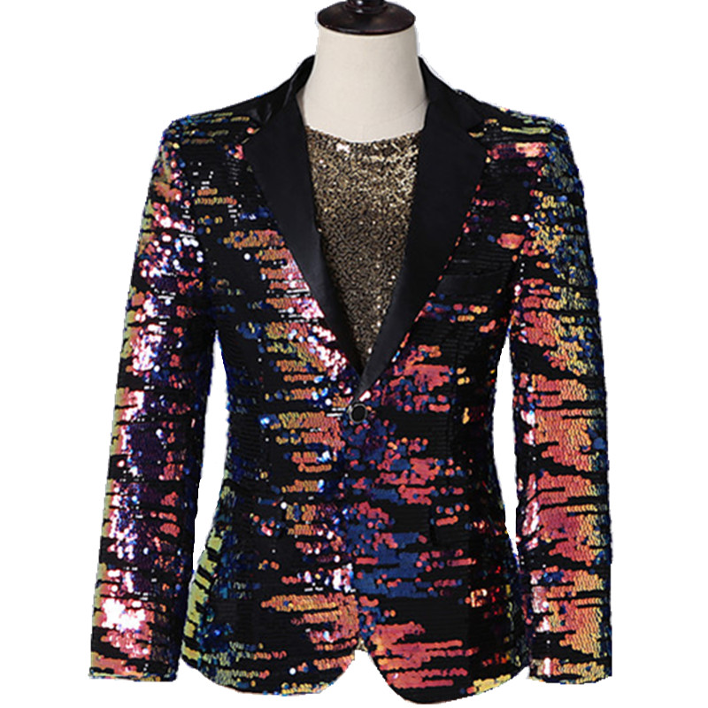 Flashing Sequins Suit Jackets Male Singer Host Stage Concert Formal Tuxedo Singer Button Slim Sequined Blazer Coat Show Costume S, Picture color
Flashing Sequins Suit Jackets Male Singer Host Stage Concert Formal Tuxedo Singer Button Slim Sequined Blazer Coat Show Costume S, Picture color