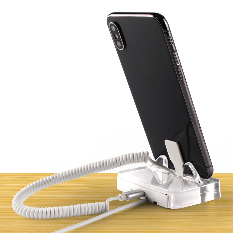 Mobile Phone Acrylic Security Burglar Alarm System Display Base Cell Phone Safe Anti-Theft Device Holder With Charging Function