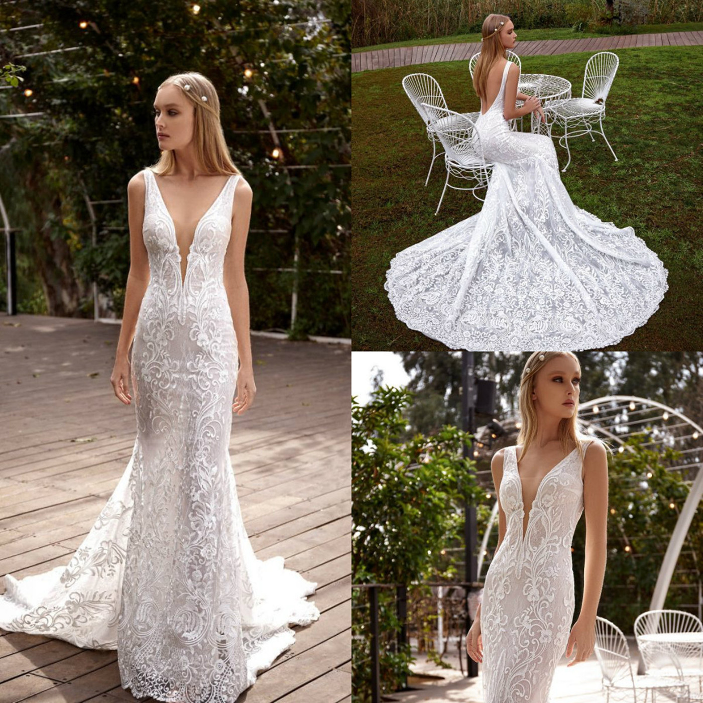 Julie Vino Mermaid Wedding Dresses V Neck Lace Appliques Beads Bridal Gowns 2020 Backless Sweep Train Wedding Dress vestido de novia, Champagne
Julie Vino Mermaid Wedding Dresses V Neck Lace Appliques Beads Bridal Gowns 2020 Backless Sweep Train Wedding Dress vestido de novia, Champagne