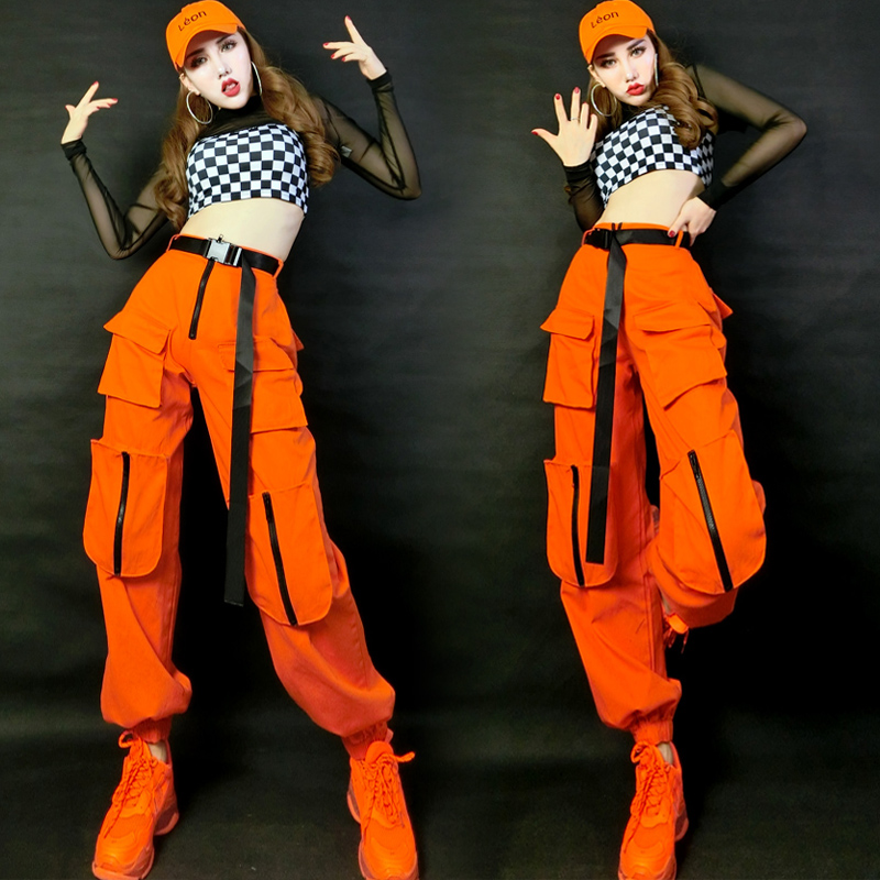 Stage Wear Hip Hop Costumes Adults Orange Pants Plaid Vest Street Dance Clothes Modern Outfits Ladies Jazz Performance DNV12425, Tops
Stage Wear Hip Hop Costumes Adults Orange Pants Plaid Vest Street Dance Clothes Modern Outfits Ladies Jazz Performance DNV12425, Tops