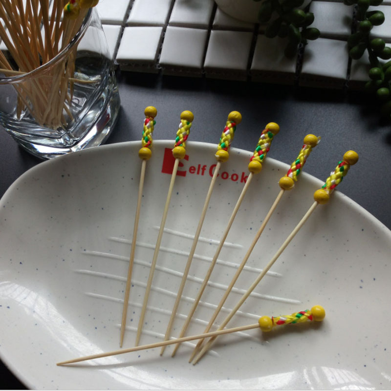 Beads Bamboo Cocktail Picks Food Sticks Disposable Toothpicks Party Buffet Fruit Sticks Wholesale Fast Shipping QW9698