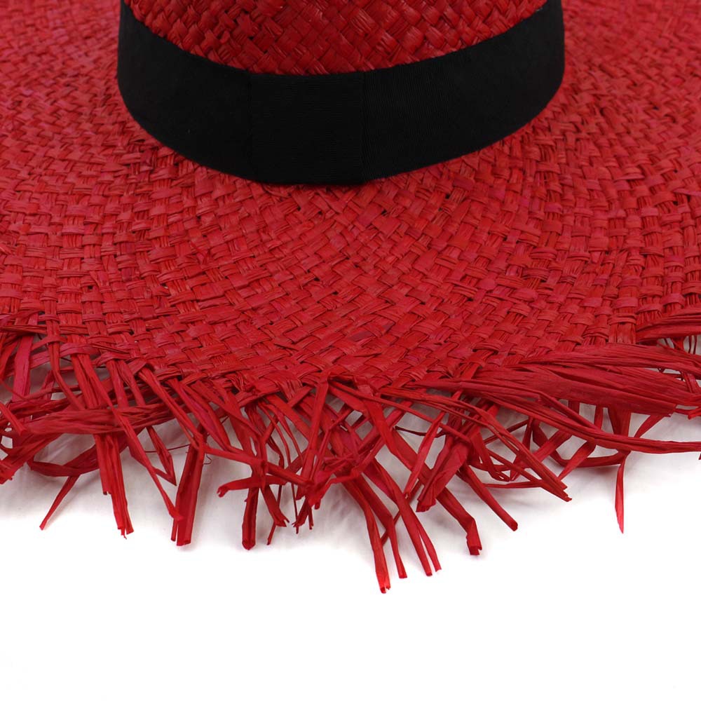 Female HandKnitted Sun Protection Visor Lafite Straw Hat Big Brim Ladies Women Beach Cap Sun Hat with Untrimmed Edges