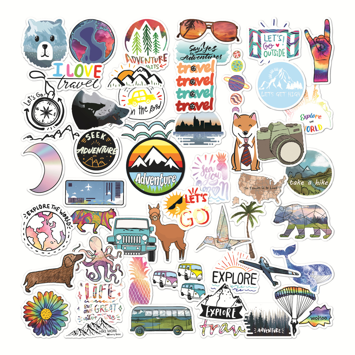 50 Pcs Outdoor Travel Mixed Car Stickers For Skateboard Laptop Pad Bicycle Motorcycle PS4 Phone Luggage Decal Pvc guitar fridge Stickers, Multi colors
50 Pcs Outdoor Travel Mixed Car Stickers For Skateboard Laptop Pad Bicycle Motorcycle PS4 Phone Luggage Decal Pvc guitar fridge Stickers, Multi colors