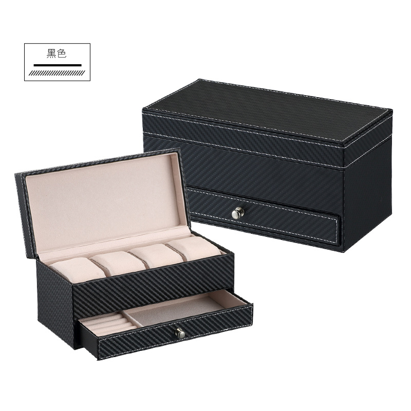 New Style Men's Business Drawer Four Seat Watch Box Women Leather Two-layer Jewelry Storage Box 2 Colors, Black
New Style Men's Business Drawer Four Seat Watch Box Women Leather Two-layer Jewelry Storage Box 2 Colors, Black