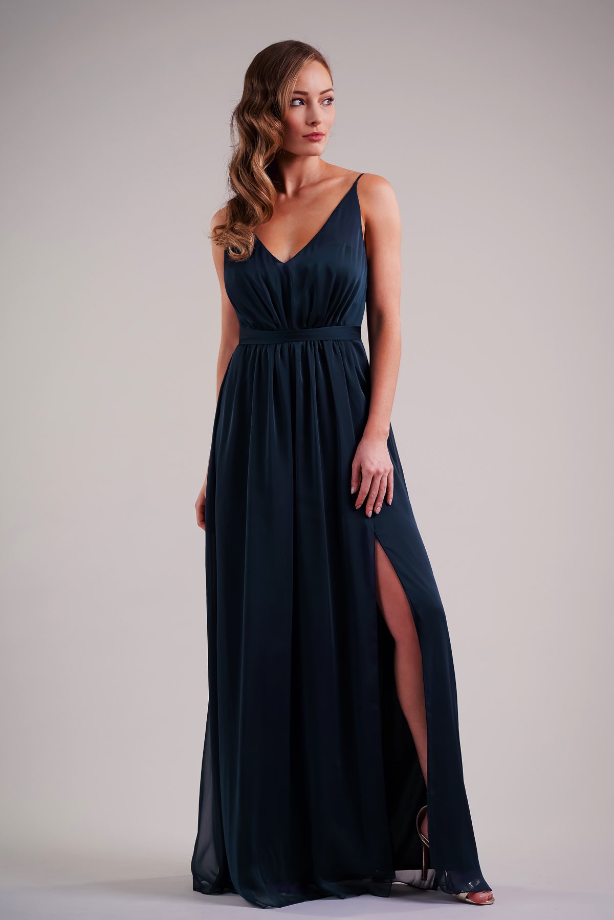 New Jasmine Bridesmaid Dresses Chiffon Sexy V Neck High Split Ruffles Ankle Length Plus Size Maid Of Honor Gowns Wedding Guests Robes