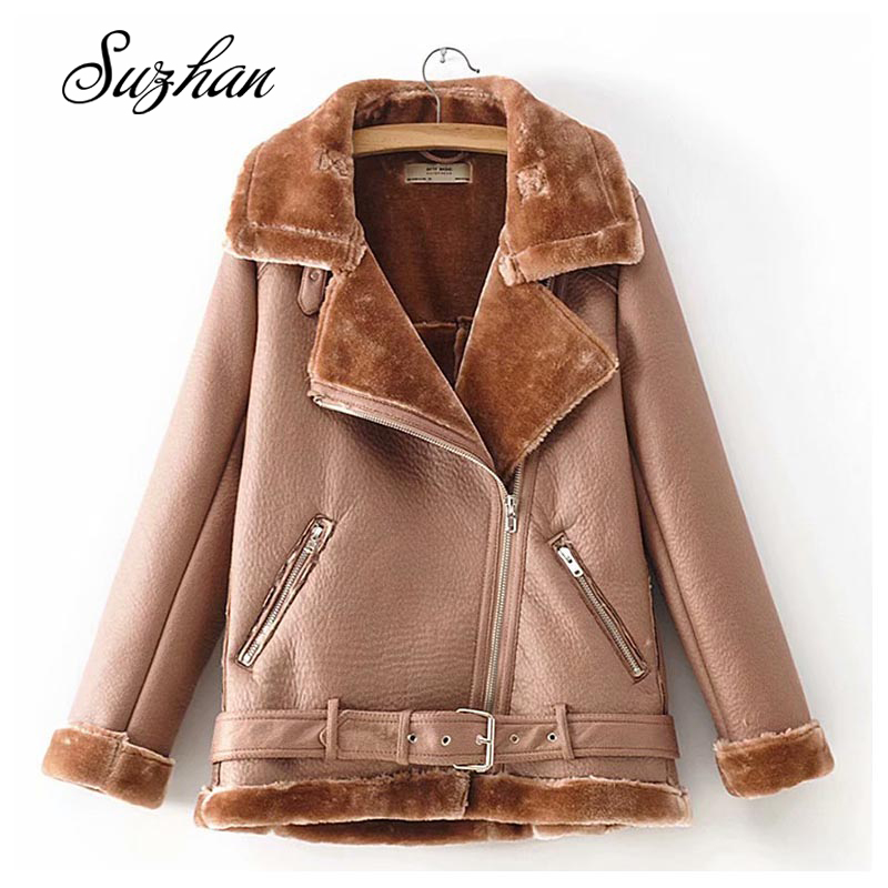 Suzhan Retro New Lapel and Velvet Padded Fur One Coat Warm Fashion PU Leather Lamb Hair Motorcycle Clothing Bomber Jacket, Black
Suzhan Retro New Lapel and Velvet Padded Fur One Coat Warm Fashion PU Leather Lamb Hair Motorcycle Clothing Bomber Jacket, Black