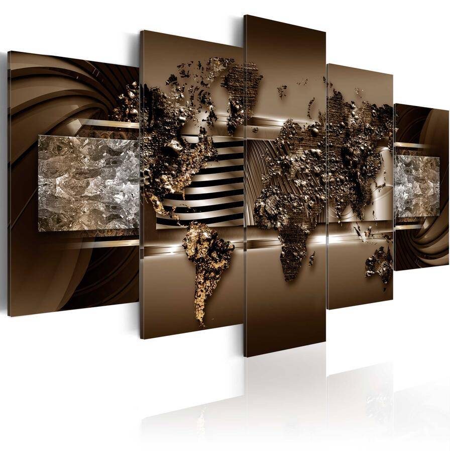 5pcs/set Unframed Chocolate Map HD Print On Canvas Wall Art Picture For Home and Living Room Decor