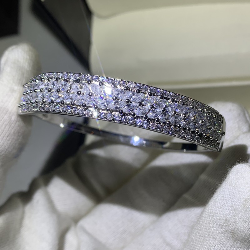 Choucong Super Shinning Luxury Jewelry 7 Style 925 Sterling Silver Full White Topaz CZ Diamond Gemstones Wrist Women Bangle Bracelet Gift